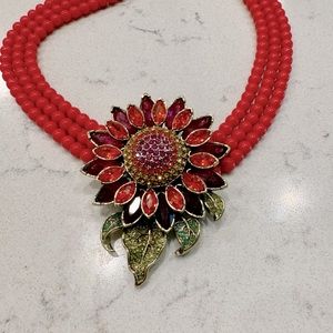 HEIDI DAUS rare sunflower with Swavorski crystals.  Stunning color combination!